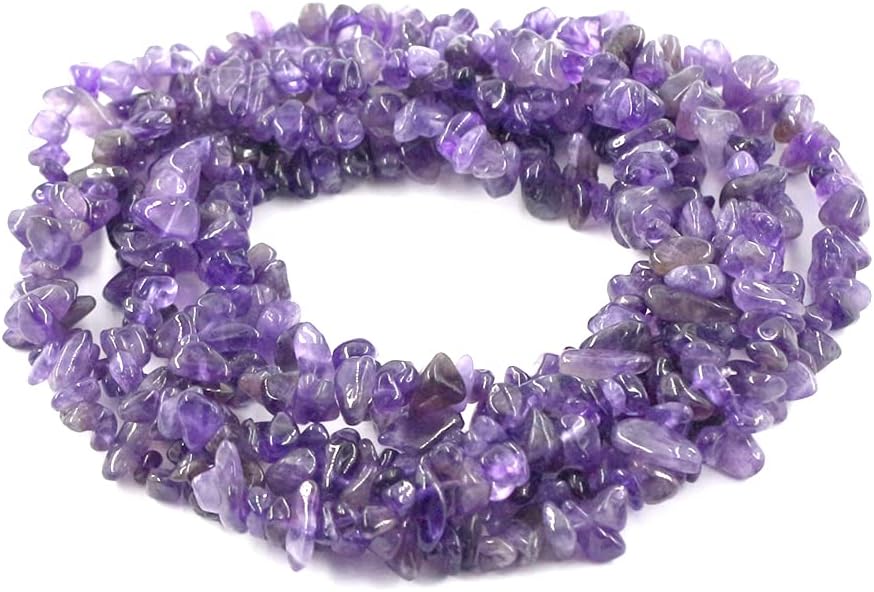 35 inches Chip Stone Loose Gemstones Beads Drilled Strand for Jewelry Making (Amethyst)