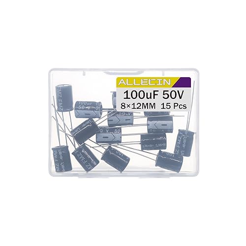 Miniatura 101 de Condensador electrolítico 100uF 63V 0.315x0.472 in 100 UF MFD 63 voltios 0.32x0.47in condensadores de aluminio (paquete de 10)