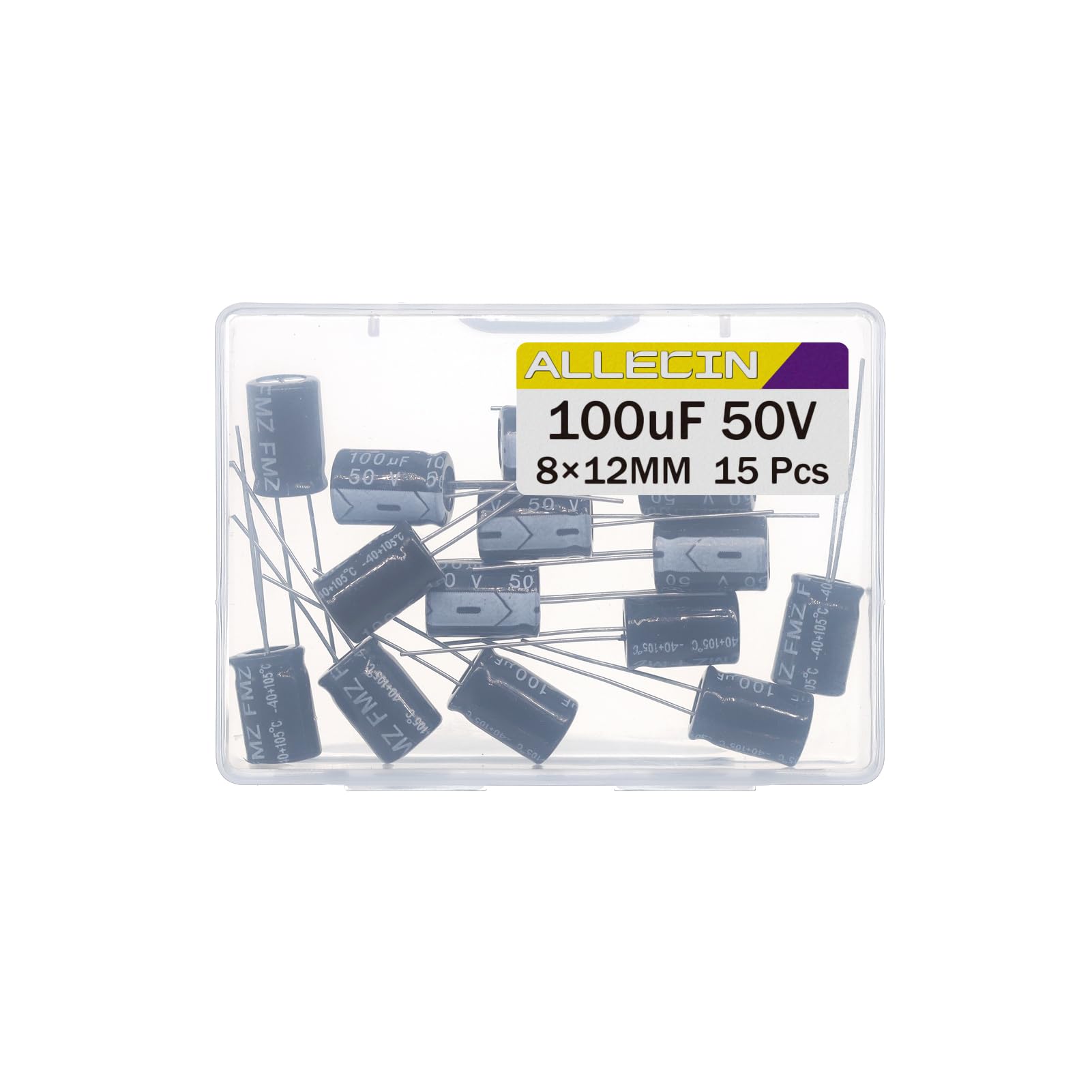 ALLECIN Condensatoren 100uF 16V Elkos condensator 100uF 16Volt Aluminium Elektrolytische condensator 5x11MM Elektrolytische condensatoren 100 uF MFD 105°C (verpakking van 15 stuks
