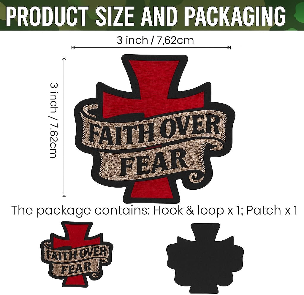 Funny Embroidered Patch – Faith Over Fears - Hook and Loop Patch - DIY Applique Accessories for Backpacks - Army Vest image 3