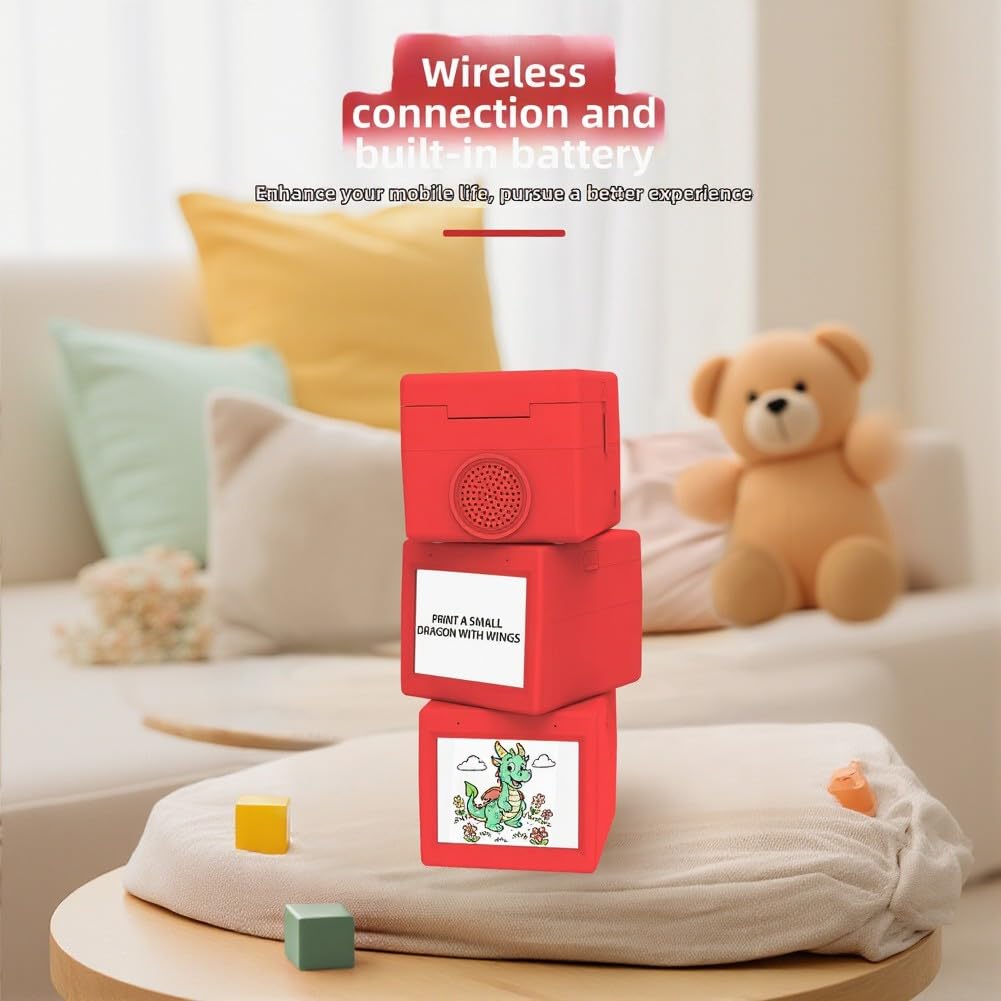 Stampante Adesiva AI, Stickerbox Intelligente ad attivazione vocale per Bambini, etichettatrice Termica AI Portatile