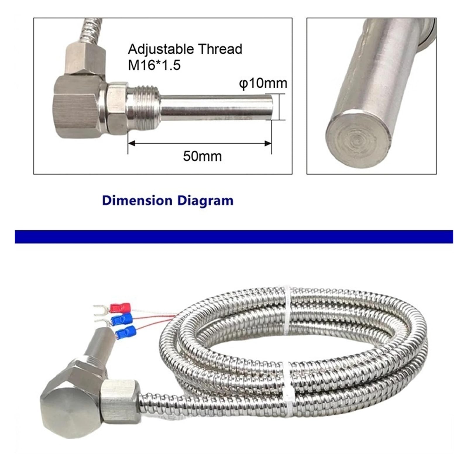 Sonda de temperatura, sensor de temperatura PT100 | For motores con rodamientos Resistencia al platino(PT100 1M)