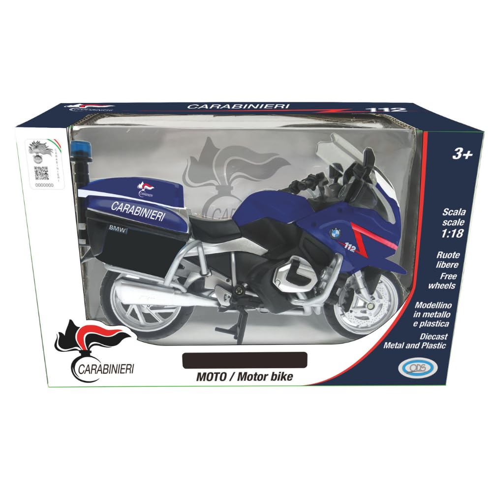 ODS - Silver Wheel - Moto Carabinieri a Ruote Libere in Die Cast, BMW R1250 Scala 1:18, Licenza BMW e Carabinieri, Età Consigliabile 3+