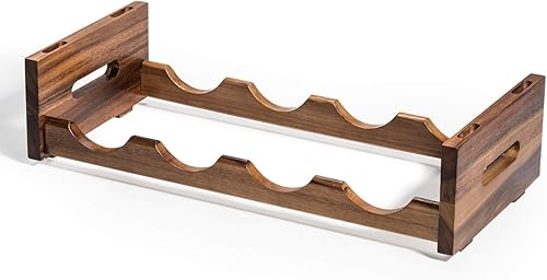 Estante apilable de madera de acacia para 4 botellas, 20.25 x 9 x 5 pulgadas