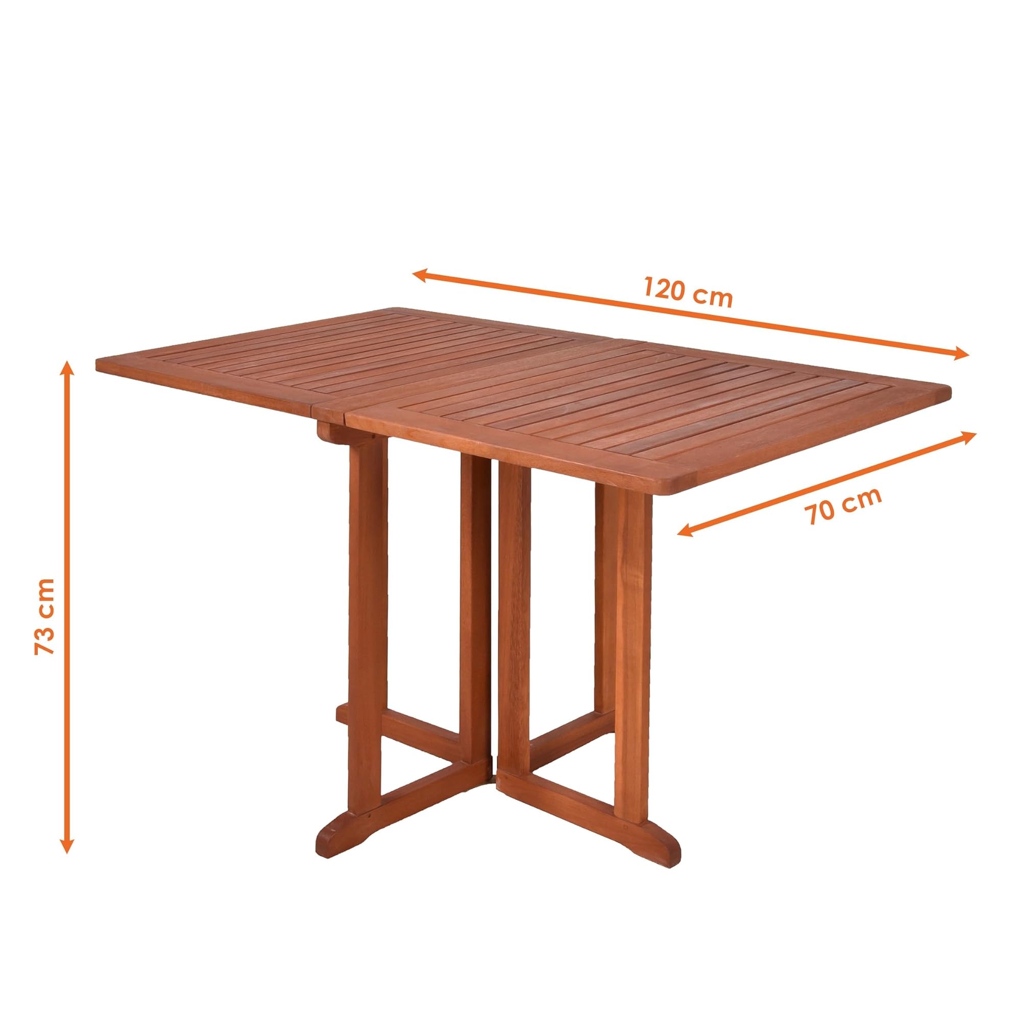 Spetebo Baltimore - Mesa de balcón Plegable de Madera de eucalipto, Rectangular, 120 x 70 cm, aceitada FSC Mesa de Comedor de Madera Maciza para Uso en Exteriores, jardín, terraza, balcón