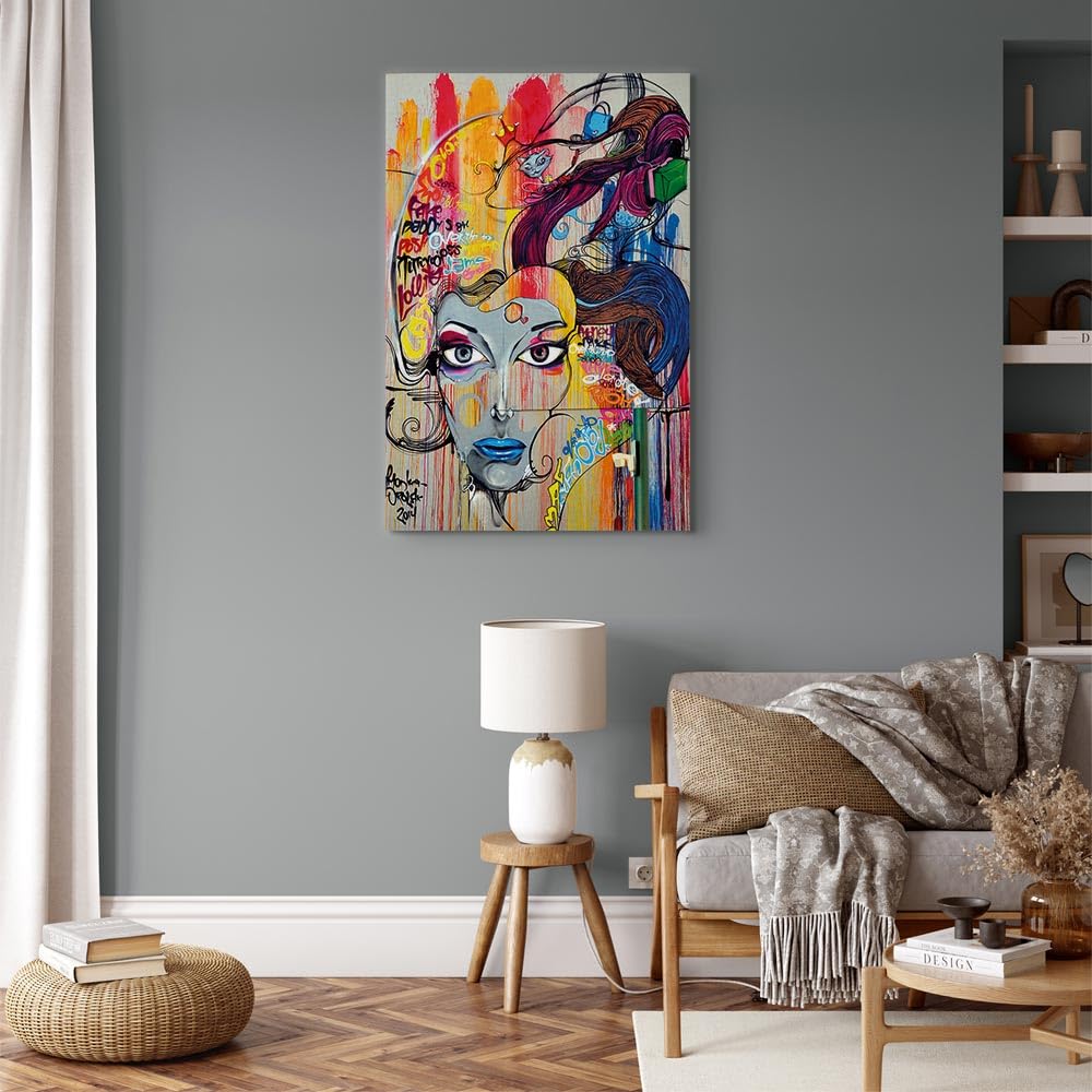B&D XXL - Akustikbild Poster Frau Gesicht, Schallschutz, Wohnzimmer, Büro | Verbessert Raumakustik, reduziert Hall, ideal fürs Büro oder Wohnzimmer, hochwertige Verarbeitung, schnelle Montage, stilvoll