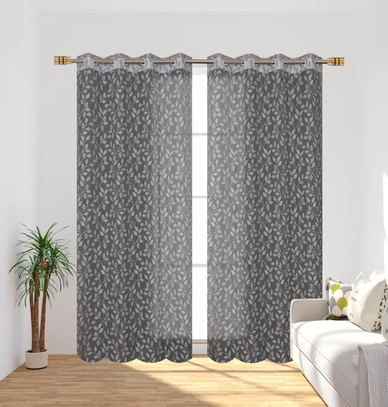 REHAAN Heavy Net Transparent Tissue Curtain Panels for 7 Feet Door Set of 2, Semi Sheer Decorative Curtain for Home Office Decor, Eyelet Panels for Living Room Kitchen Hall, 4x7 Feet Grey Color (B0CW3MQL8X) Amazon Price History, Amazon Price Tracker