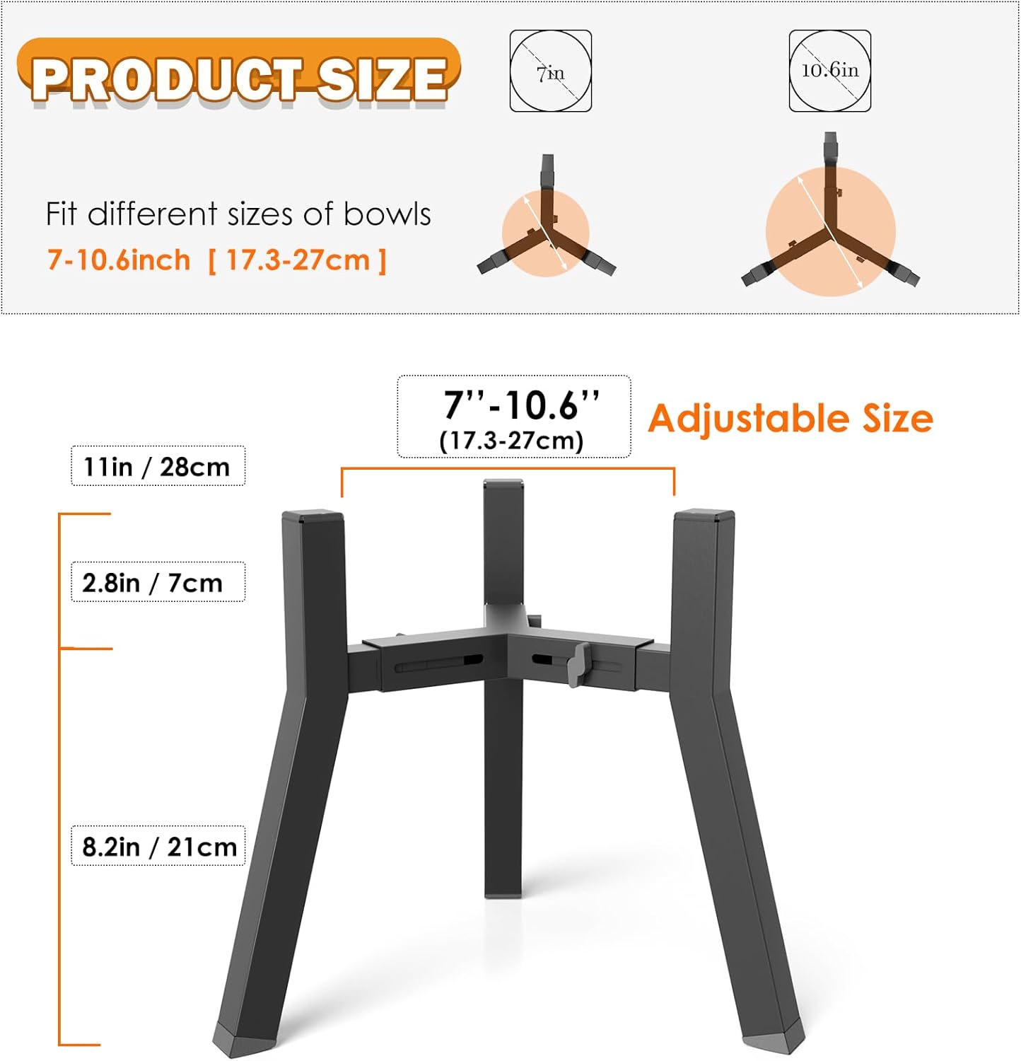 2Pack Elevated Dog Bowl Stand for Large Dogs, Adjustable Width 7-10.6", Raised Food Water Bowl Stand, Bowl NOT Included