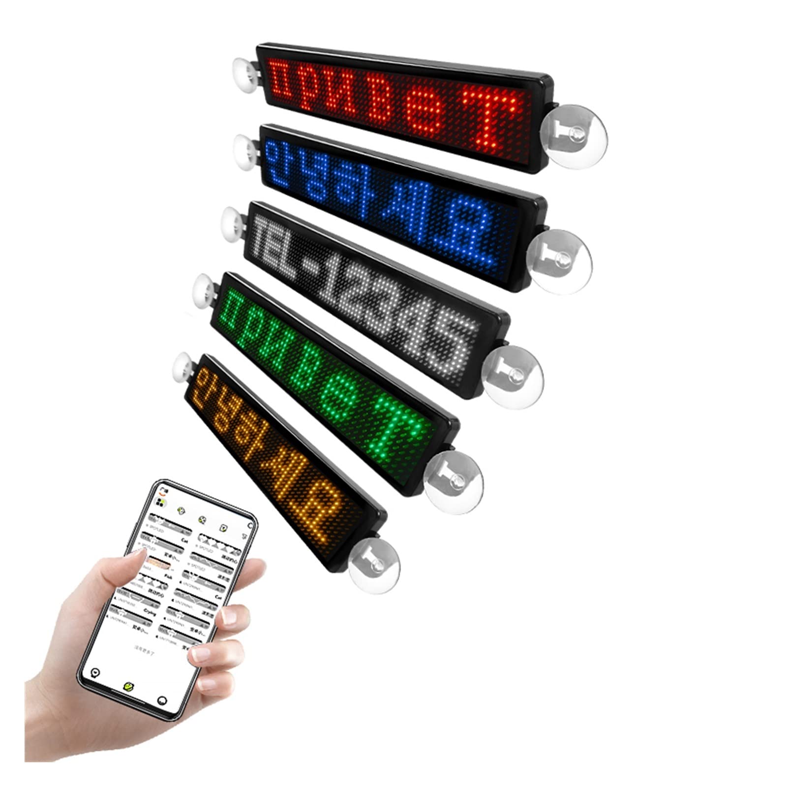 Panel LED Wyświetlacz samochodowy LED APP Niestandardowa tablica LED z wiadomością Zapala się przewijany panel reklamowy Programowalne ruchome znaki LED do samochodu, baru, hotelu, ciężarówki(Yellow L