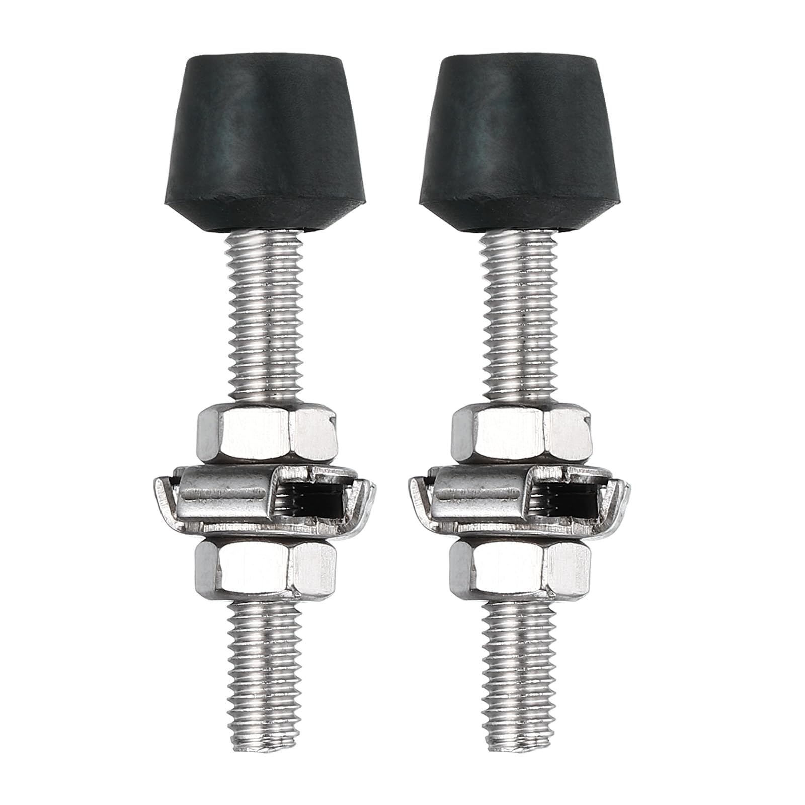 sourcing map 2Pcs Toggle Clamp Foot Rubber Head 304 Stainless Steel M6x52mm Toggle Clamp Screw Assembly for Boxes, Cabinets, Doors with 4Pcs Screws and Washers