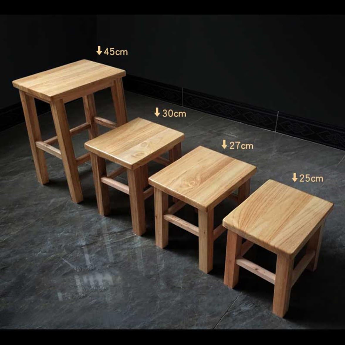 イス　高さ調整可能な木製スツール Amazon.co.jp: THLD ハイスツール 木製 スツール 30*30*45cm 四角型