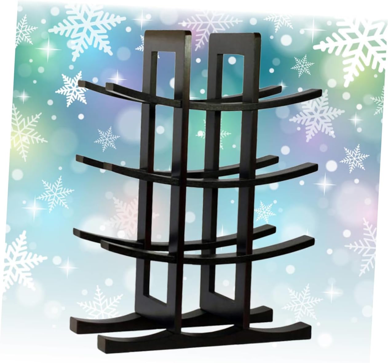 Wooden Red Wine Rack Elegant Bamboo Wine Bottle Holder for Home Bar and Dining Decor Stylish Display Stand for Collectors Black Finish Space-Saving Design