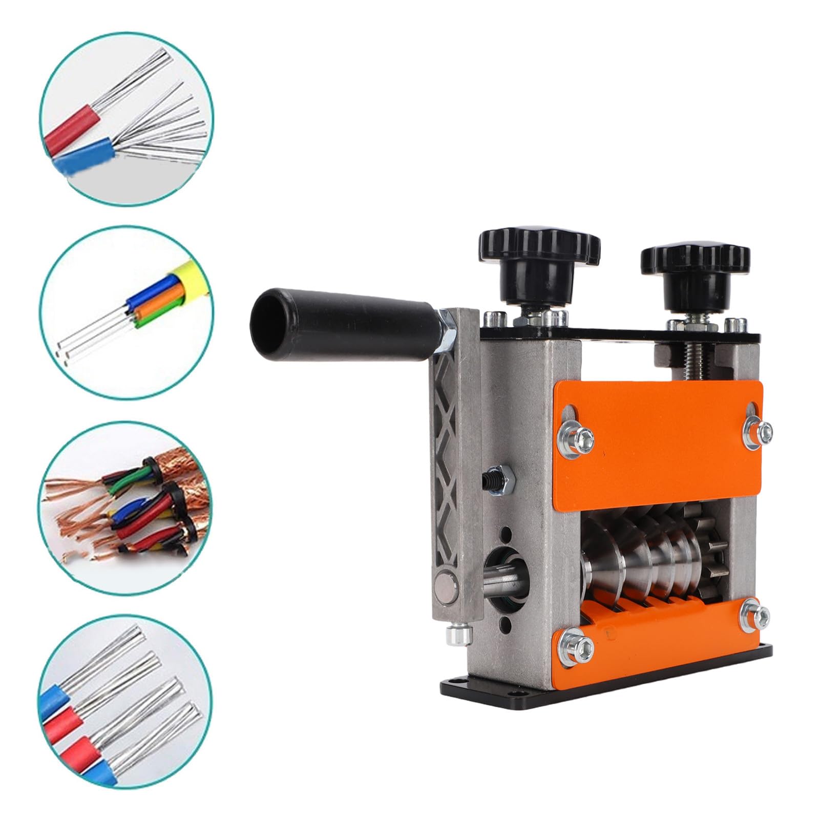 Naroote Máquina Pelacables Manual, Pelacables con Manivela o Accionado por Taladro con 6 Canales de Entrada, Cubierta Acrílica, Herramientas de Corte para Cables de 1-17 mm