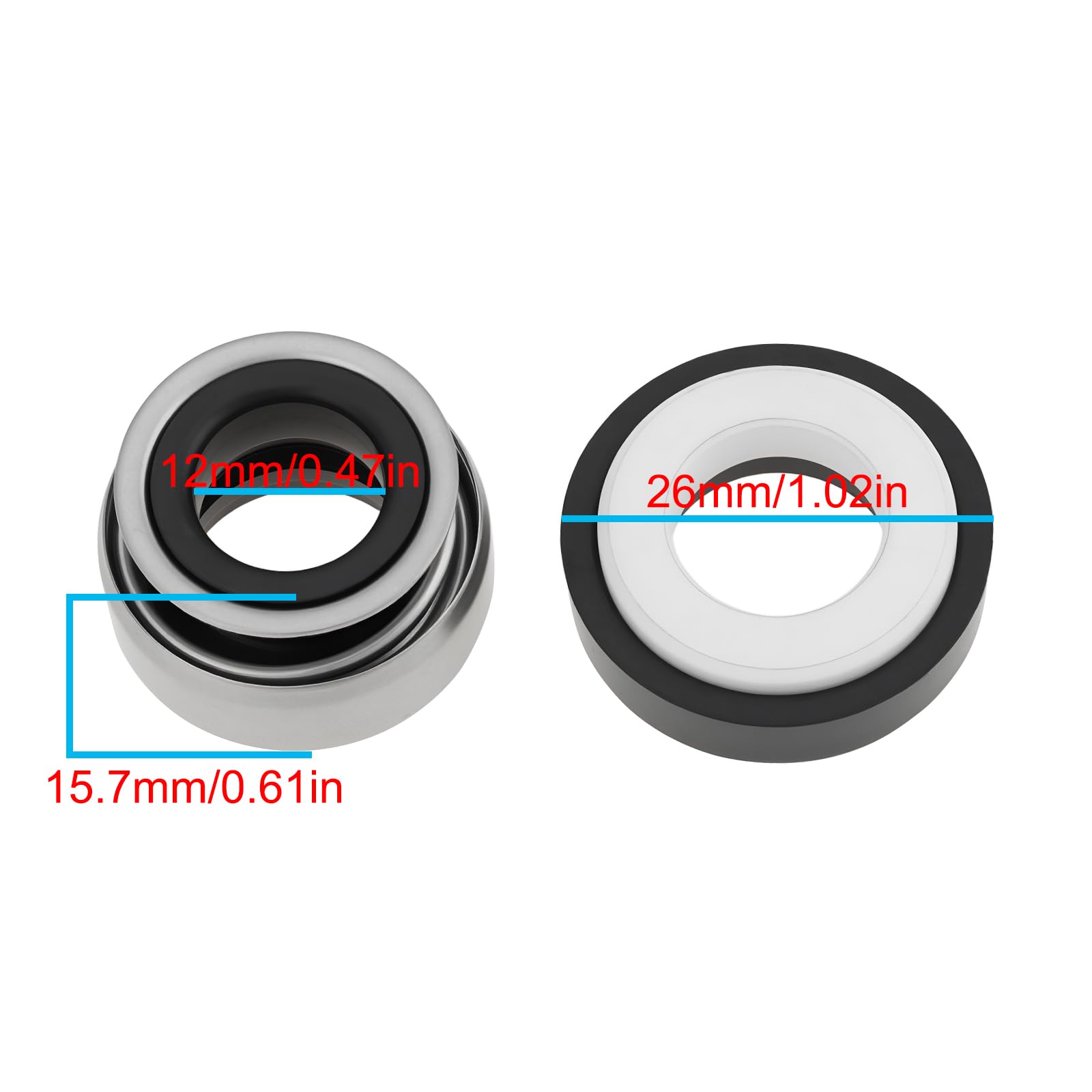 Joint Mécanique 2x 12 Mm 301-12 pour Arbre de Pompe à Eau Destiné Aux Pompes de Refroidissement Automobiles Et Aux Pompes à Eau
