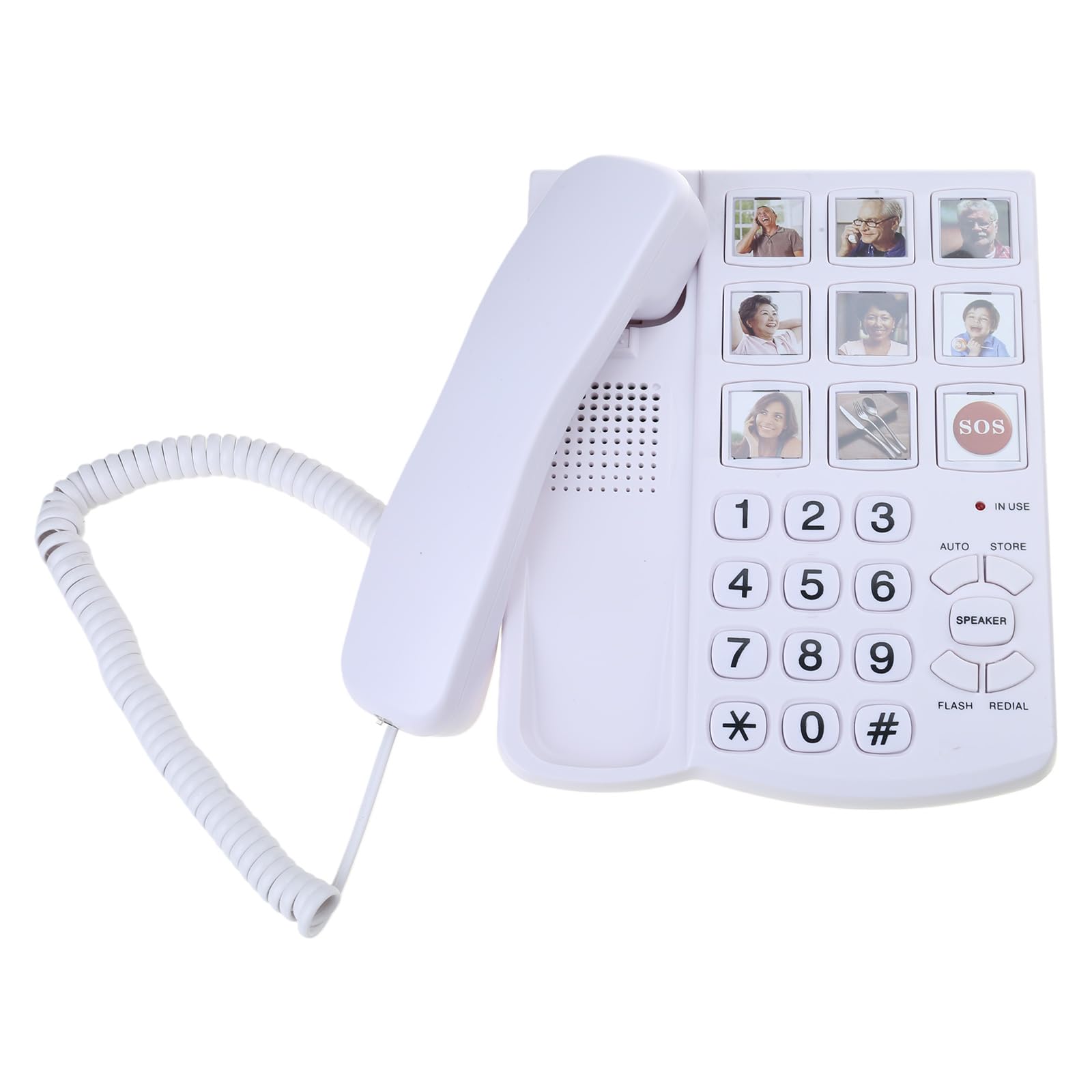Telefono fisso per anziani con grande tastiera, chiamate in vivavoce e opzione di montaggio a parete, telefono fisso da scrivania o da parete