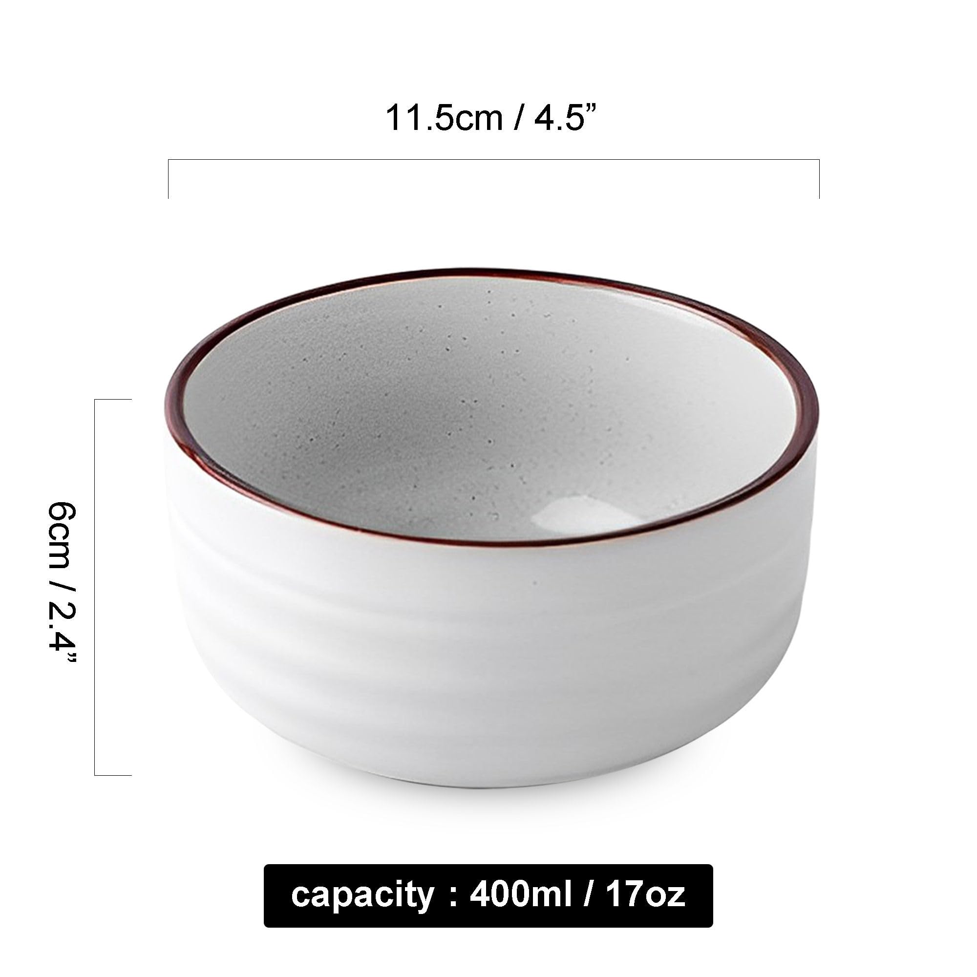 Zestaw ceramicznych misek na musli, nadają się do kuchenki mikrofalowej na śniadanie i zupę, idealne do codziennego użytku, pojemność 400 ml