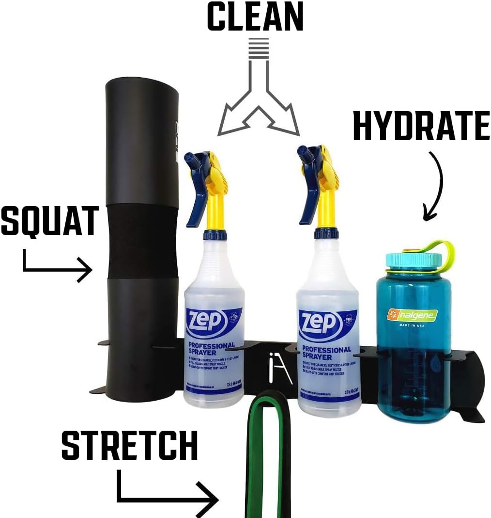 IRON AMERICAN - USA Universal Fitness Space Spray Bottle/Dumbbell Storage Rack Shelf - 23" Store Light Dumbbells, Shaker Bottles, Spray Bottles Wall Mount Shelf 23 inch 75lb CAPACITY