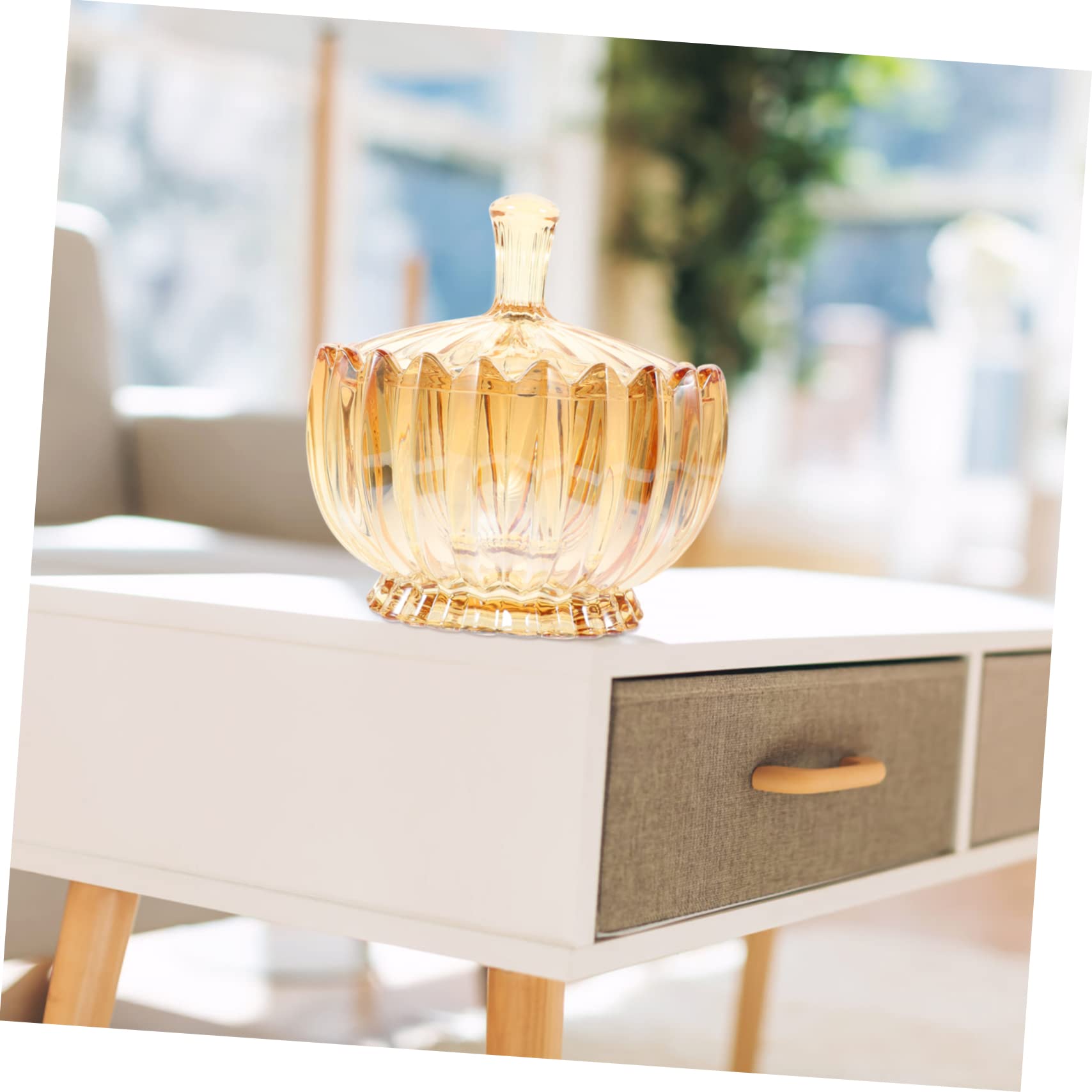 Embossed Glass Candy Jar Mit Deckel Eleganter Glasbehälter Für Schmuck Süßigkeiten Und Snacks Stilvolle Aufbewahrung Für Zuhause Amberfarbener Sicherer Glasbehälter Für