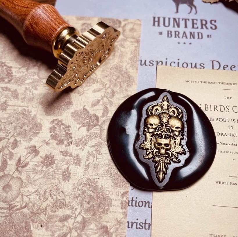 Mceal Wax Seal Stamp 3D Engraved Vintage Wax Stamp for Journals and Heaven & Hell Series - Skull Crown