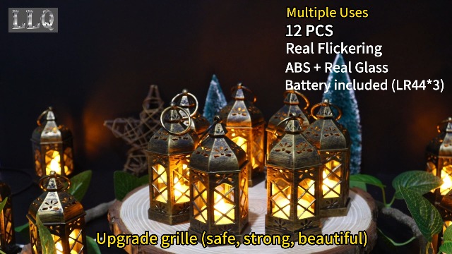 Lot De 20 Mini Lanternes à Hewory Avec Bougies Vacillantes à Suspendre Pour Halloween, Noël, Décorations De Mariage, Fête, Centre De Table, Piles Incluses Noir