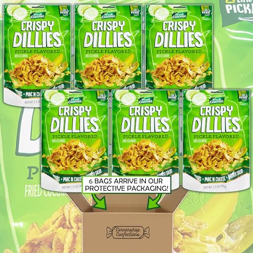 Fresh Gourmet Crispy Dillies Pickle Flavored Fried Cucumbers Bulk Pack - 6 Individually Sealed 3.5 Ounce bags - Perfect on Burgers, Potato Salad, Mac N Cheese - In Cornershop Confections Box - Thumbnail 2