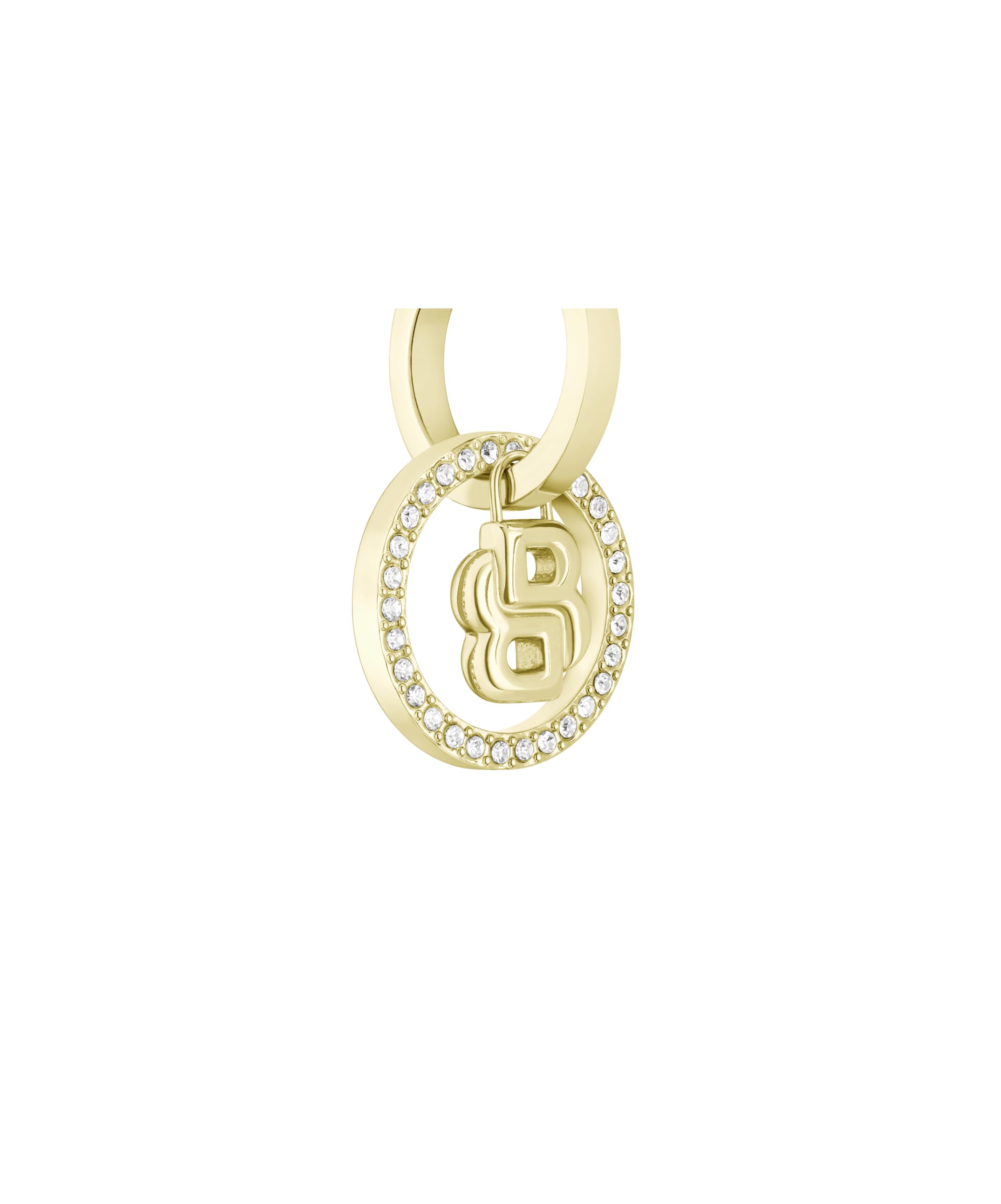BOSS Jewelry Creolen für Damen Kollektion DOUBLE B DIVINE aus Edelstahl mit Ionenplattierung in Gelbgold verziert mit Kristallen - 1580821