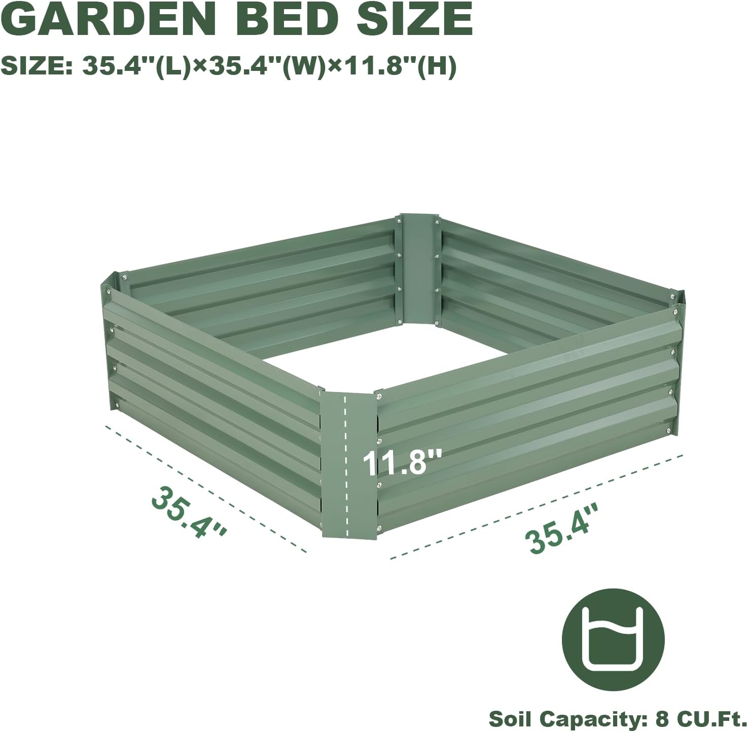 BPS Galvanized Raised Garden Bed Set of 2, 3' x 3' x 1' Metal Planter Raised Garden Boxes Outdoor for Flower Planters, Vegetables, Herbs