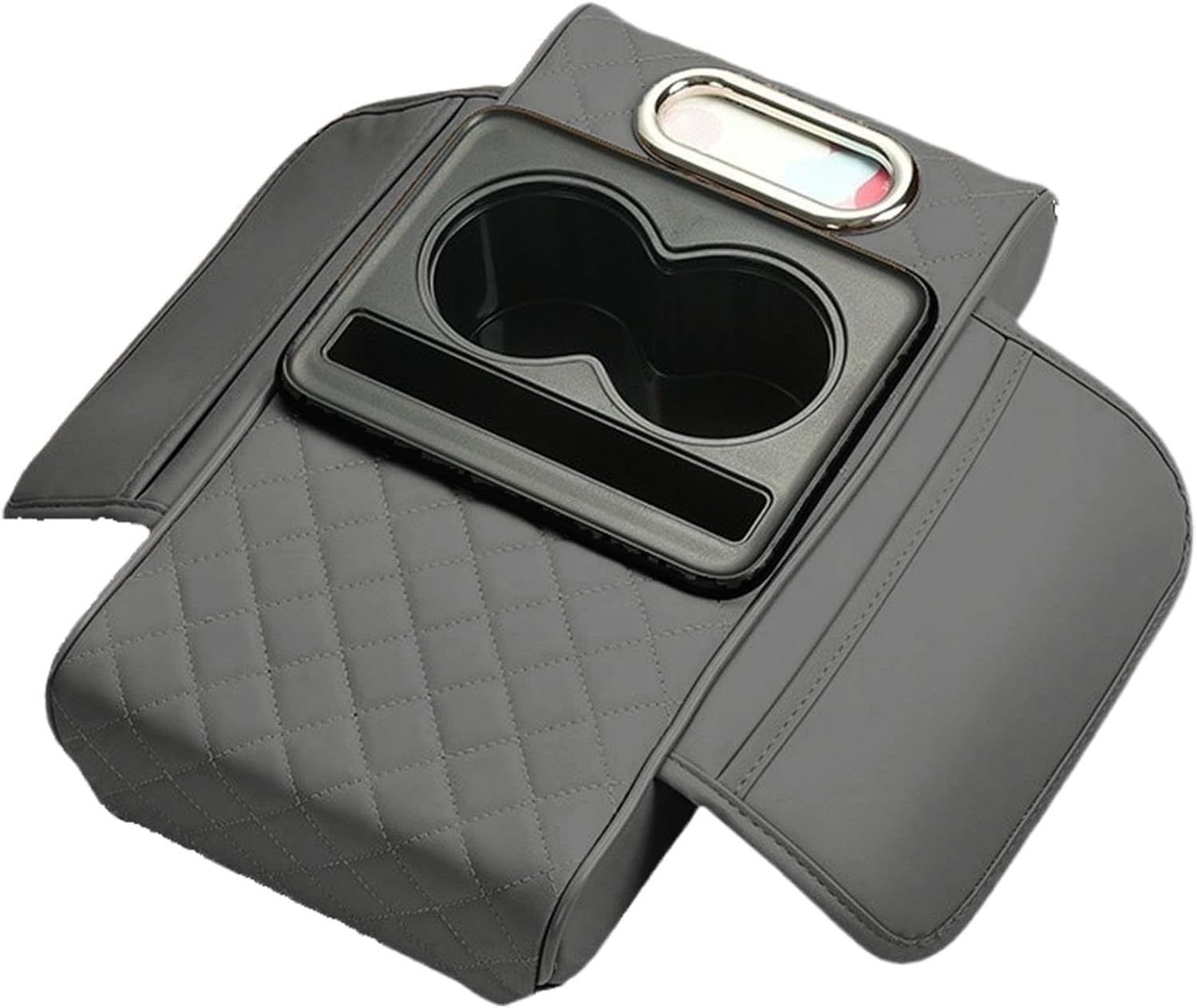 KSERFSC Car Centre Console Armrest Cover for Hyundai Santa Fe (DM/TM/MX5) 2012-2026, Memory Foam Cushion Pad with Storage Organiser Comfortable Interior Accessories,Grey