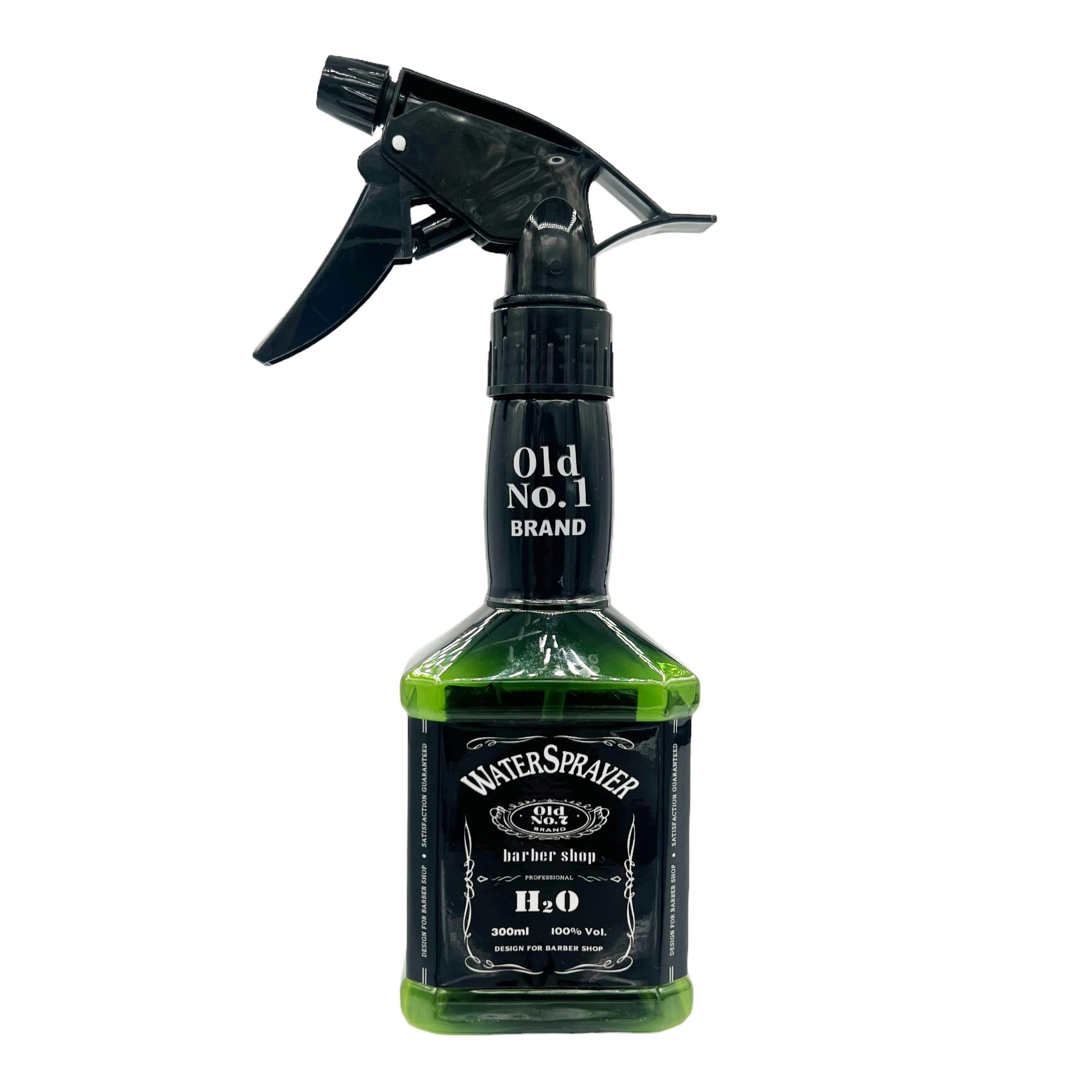 Eson Green Hair Water Spray Bottle 300Ml, Whisky Style Spray Bottle For Hair, Barber Salon Hairdresser, Mist Sprayer,Retro Stylish, Empty Refillable Sprayer For Shaving And Cleaning 300Ml (Green)
