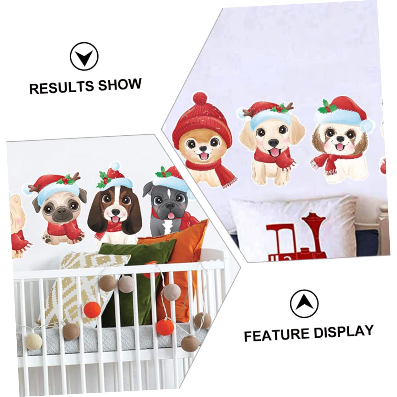 POPETPOP 5 Fogli Vetrofanie natalizie Natale arredamento della camera dei adesivi murali cane cartone animato decorazione per casa adesivo da parete natalizio Adesivi rimovibili pvc