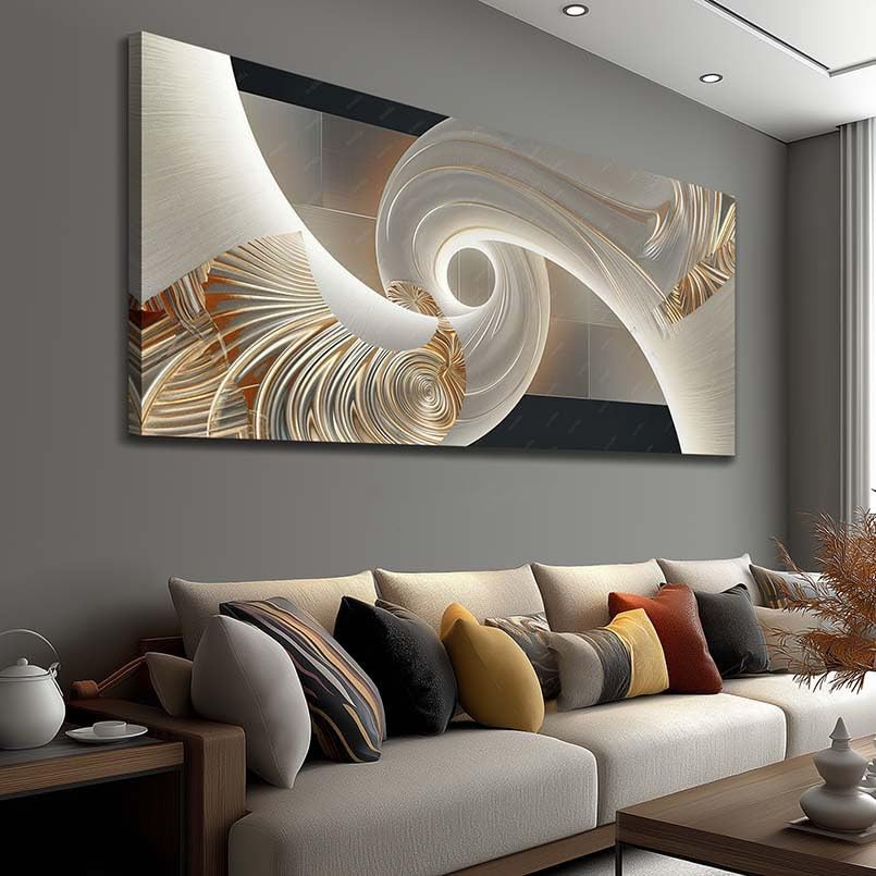 Pintura abstracta de escalera de caracol dorada para cubrir paredes vacías