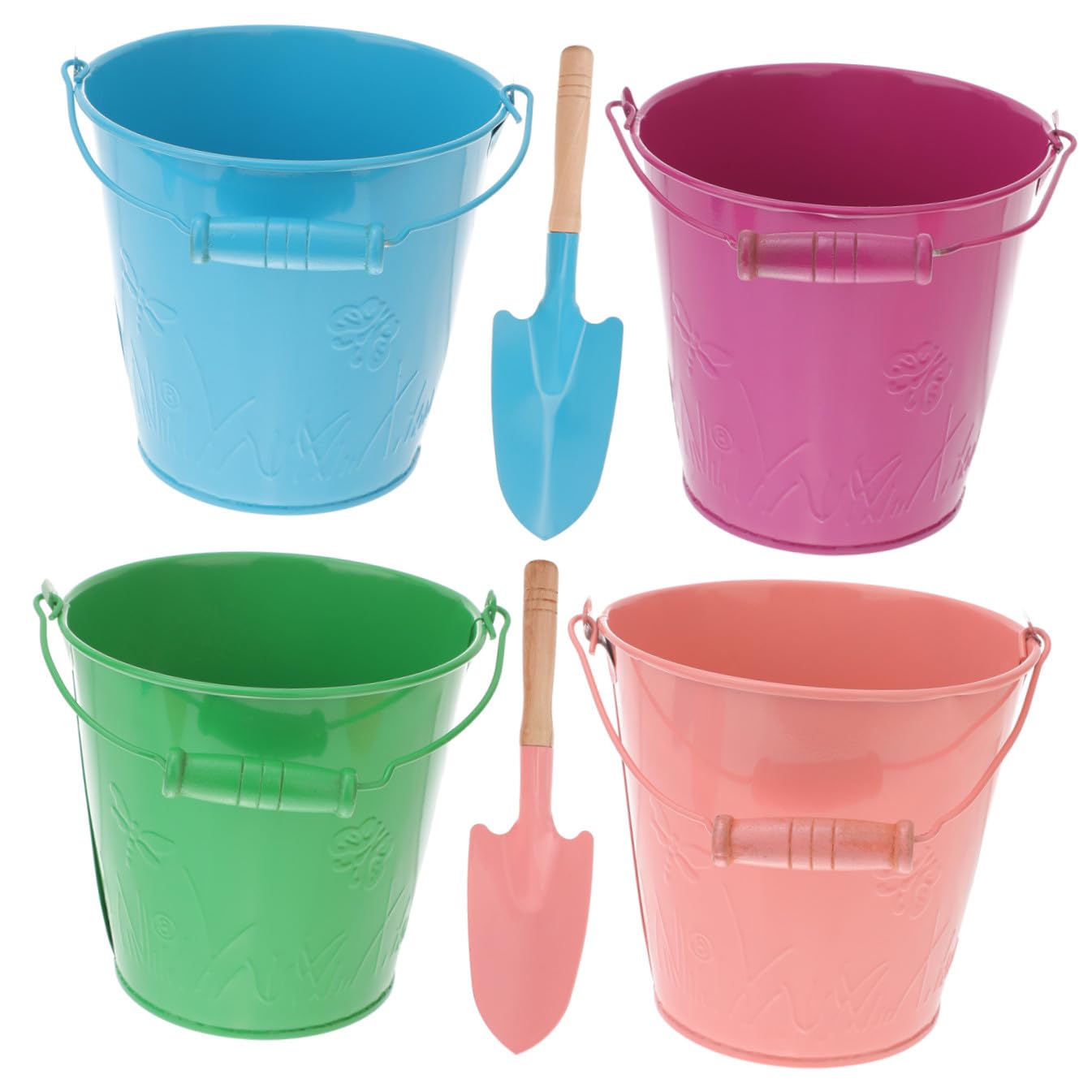 Kids Sand Bucket 6pezzi in Ferro con Shovel, Giocattolo | Festa Estiva, Leggero e Manico Robusto, per Bambini e Attività All'aperto Colore Casuale