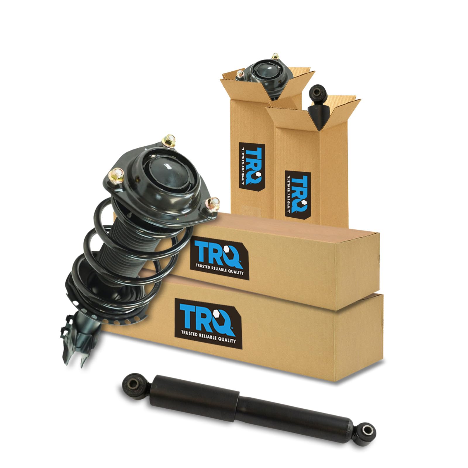 TRQ Front and Rear Complete Strut Assembly &amp; Shock Absorber Kit Complete Strut &amp; Coil Spring Assembly Compatible with 2011-2016 Hyundai Elantra