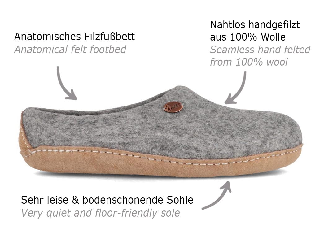 Footprint Barfuß-Hausschuhe unisex Filz-Pantoffeln mit Ledersohle, nachhaltig aus 100% Wolle
