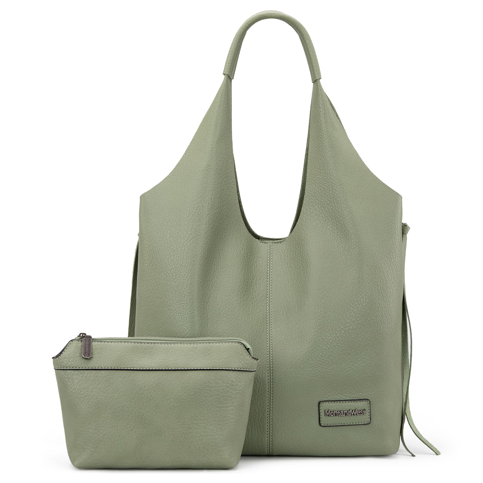 Montana West Purses and Handbags Slouchy Hobo Bags for Women Tassel Zipper Shoulder Top Handle Tote Vegan Leather MWC2-195LGN