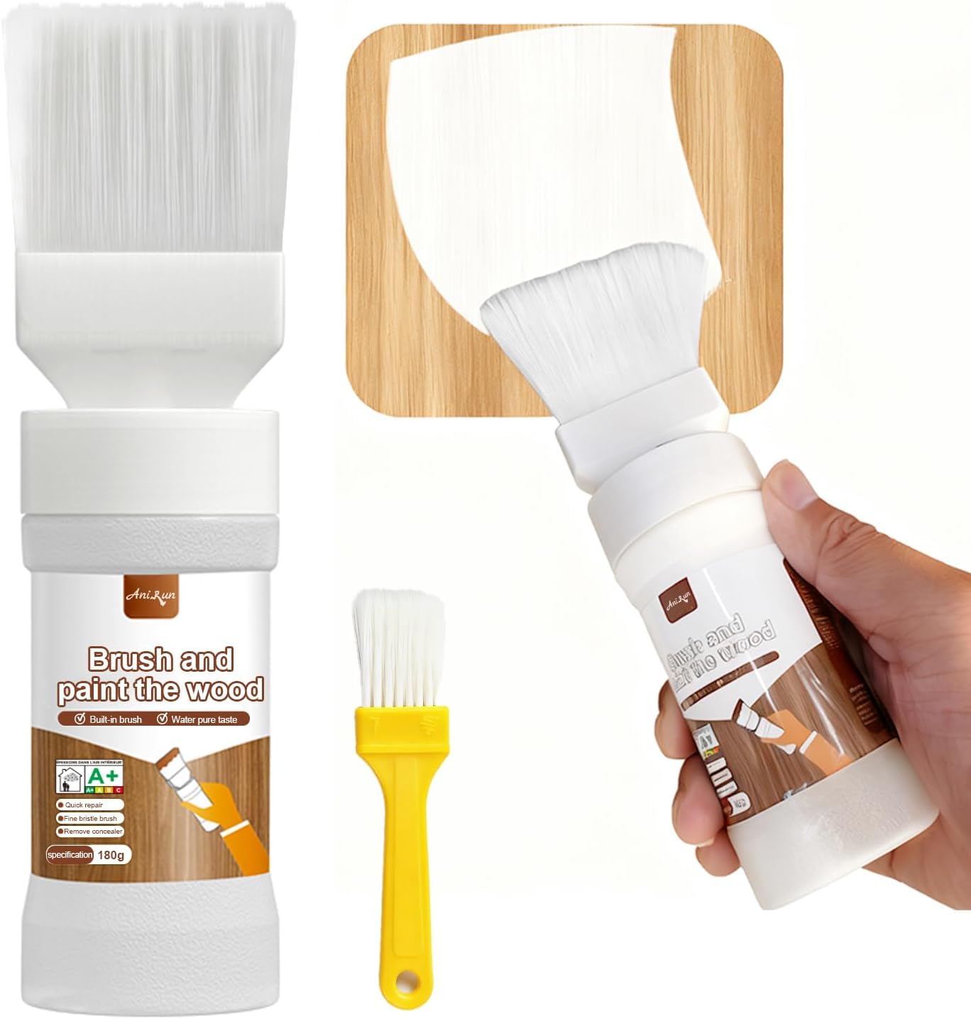 6.35 Fl Oz White Touch Up Paint, White Paint for wood, Doors, Cabinets, Furniture & Metal Surfaces, Quick-Drying Formula, Easy Application