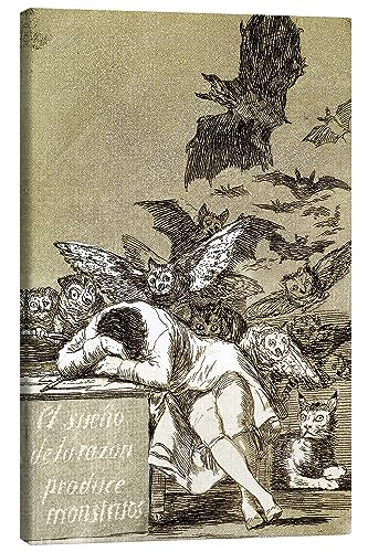 Posterlounge Le sommeil de la raison engendre des monstres Tableau sur toile de Francisco José de Goya 70 x 100 cm Beige Tableaux Décoration murale