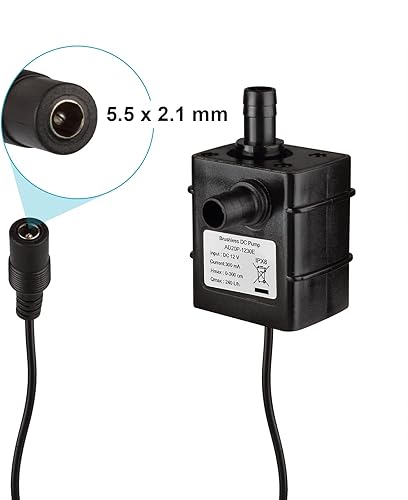 Miniatura 6 de Paquete de 2 bombas de agua sumergibles de 63 GPH (240 lh), 12 V, 3.6 W, 9.8 pies, elevación para bombeo de peceras, agua rocosa, fuente bonsái