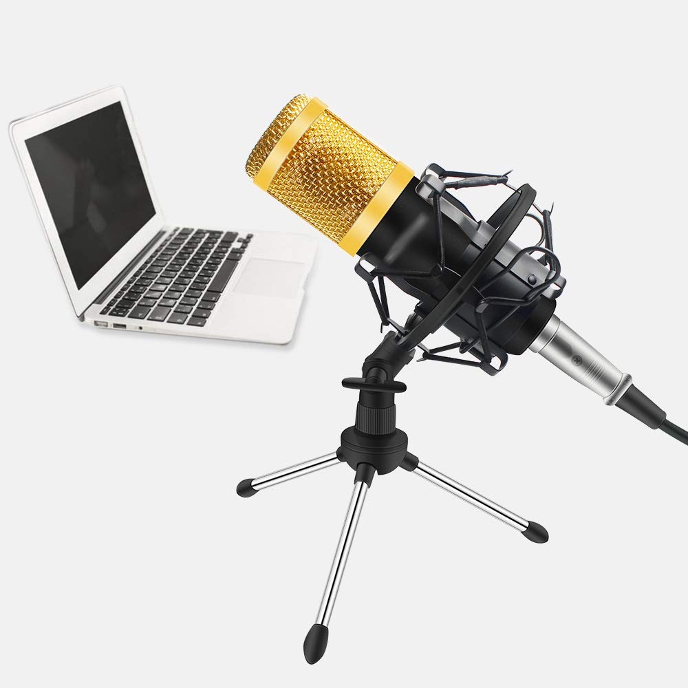 3 unids/Set con trípode Micrófono de Metal Condensador computadora Soporte para PC Laptop Live Broadcast