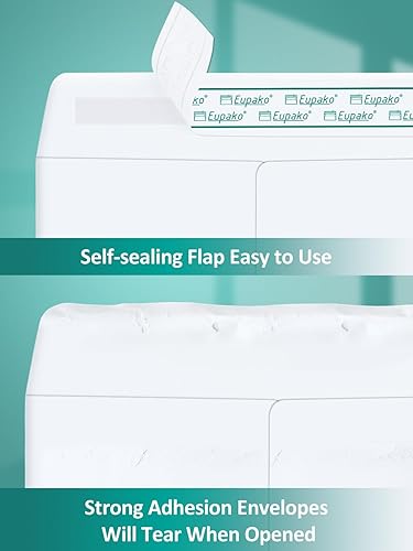 Miniatura 5 de Eupako Sobres de correo para catálogo de 9 x 12 pulgadas, sobres blancos autosellados, paquete de 250 unidades para organización y almacenamiento