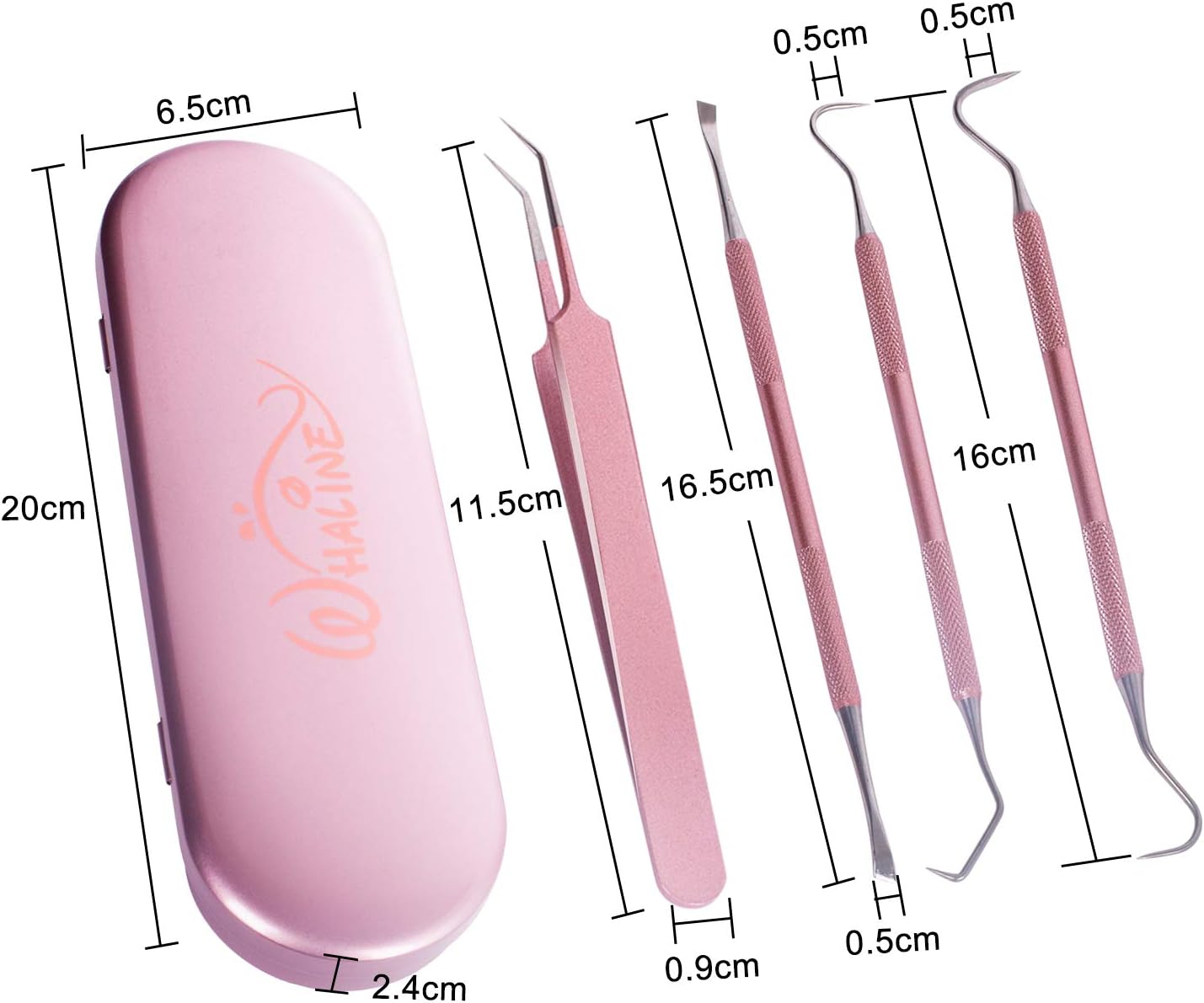 Whaline Vinyl Weeding Tools Set of 4, Precision Stainless Steel Weeder Kit with Case, Includes Scraper, Hook, Spatula, Tweezers for Silhouette Cameo, Lettering & Paper Craft (Pink)