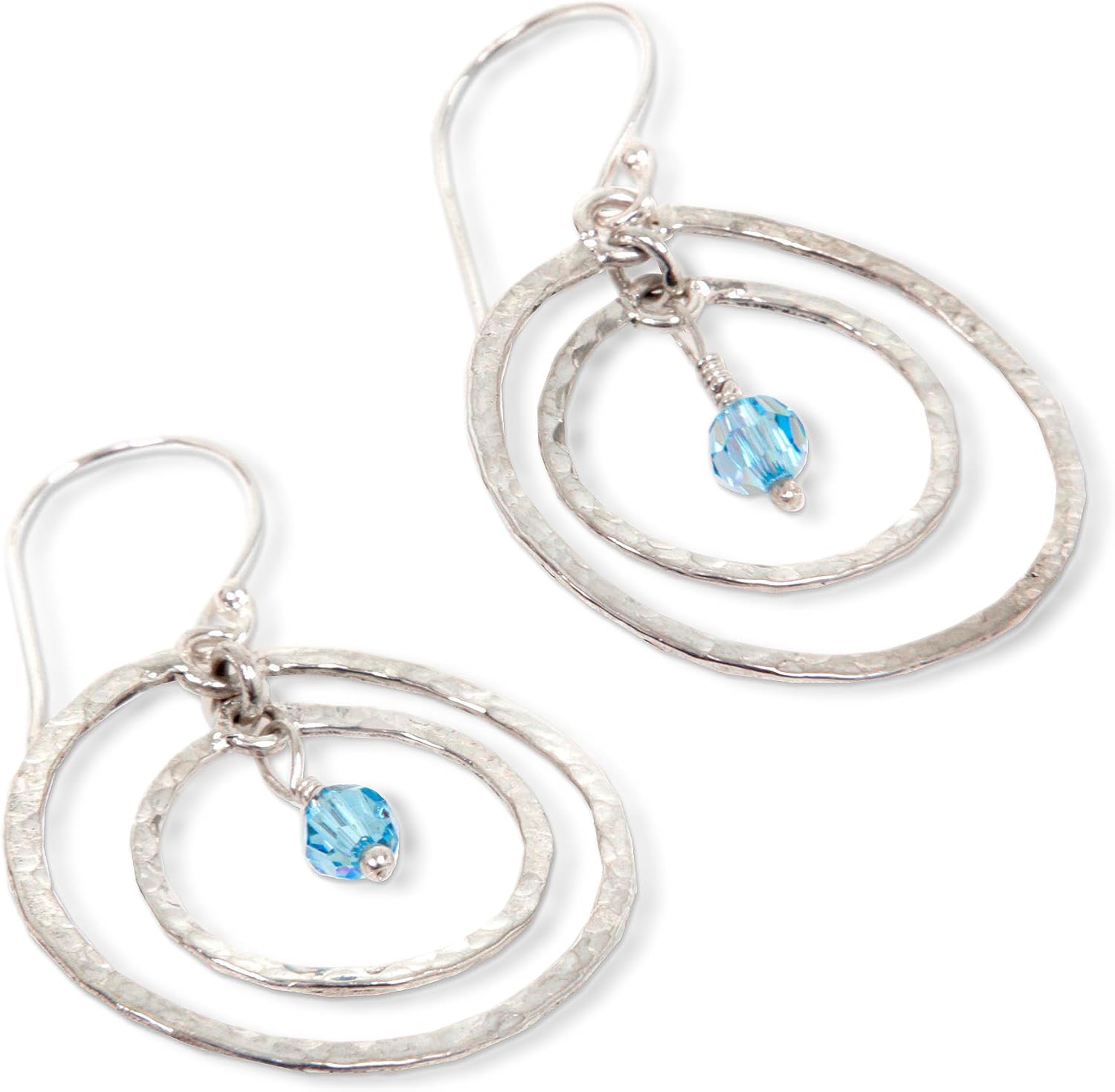 NOVICA Artisan Handmade Earrings .925 Sterling Silver Dangle Glass Bead Blue Indonesia 'Blue Halo'