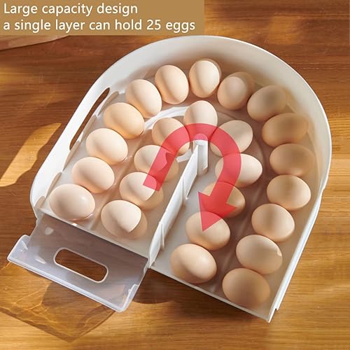 Miniatura 3 de Recipiente de huevos de 2 capas para refrigerador, soporte para huevos en forma de U para refrigerador, contenedor apilable de almacenamiento de