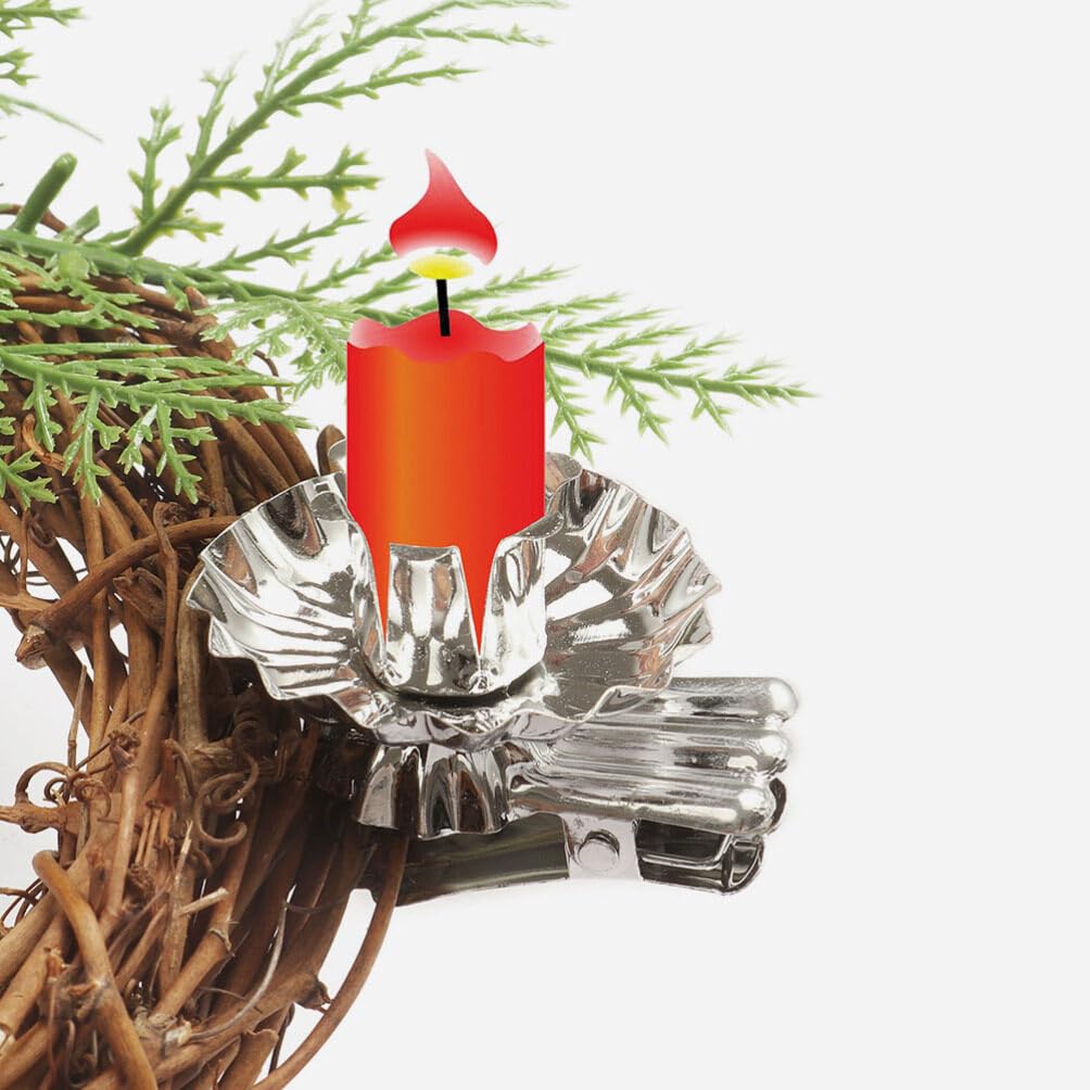 MAGICLULU 36stücke Kerzenhalterclip aus Metall Silberfarben zum Dekorieren des Weihnachtsbaums mit Klemmen für Stabile Befestigung an Stabkerzen