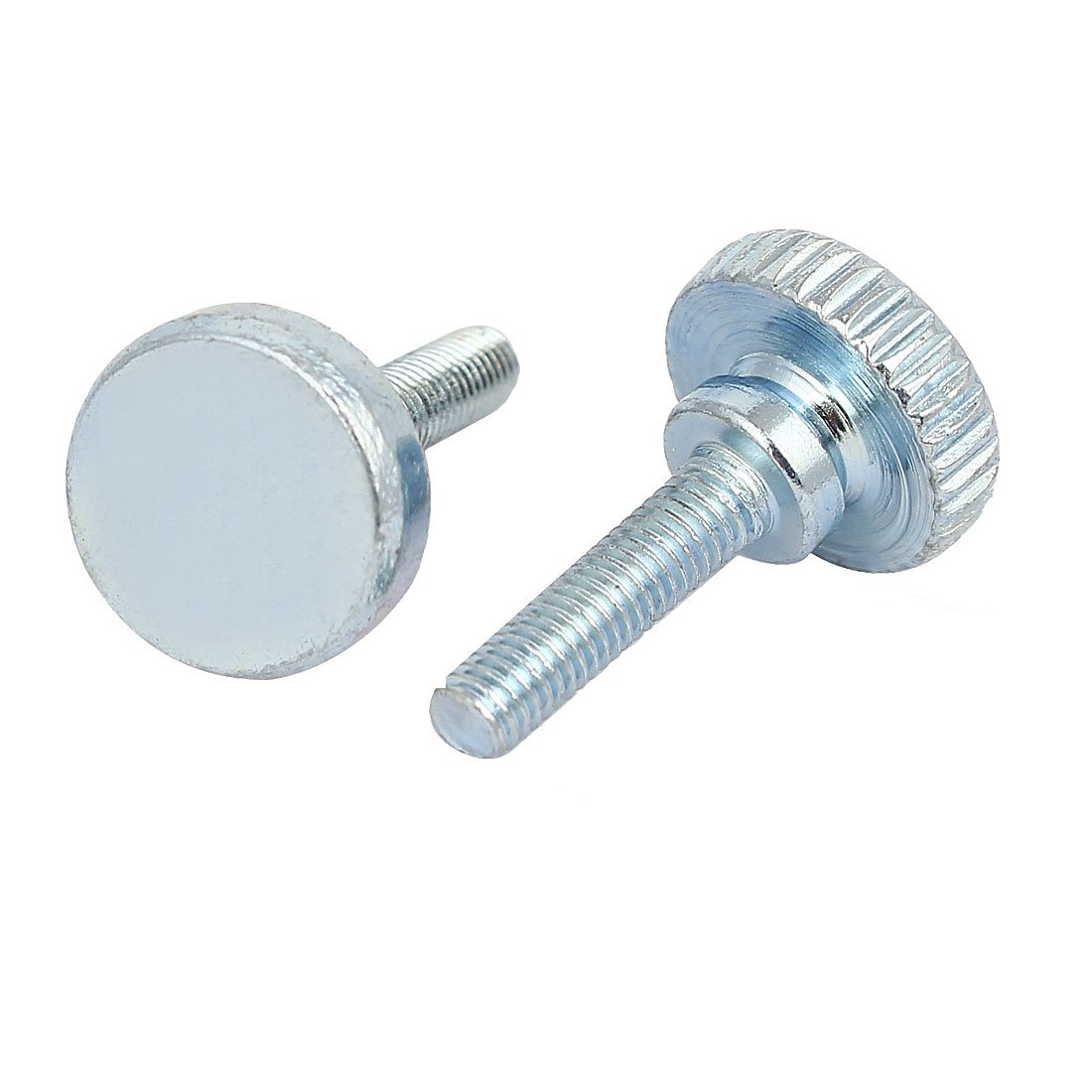 sourcingmap M3x12mm Flat Knurled Head Fully Threaded Thumb Screws Bolts Fastener 15pcs, Silver Blue - Image 2