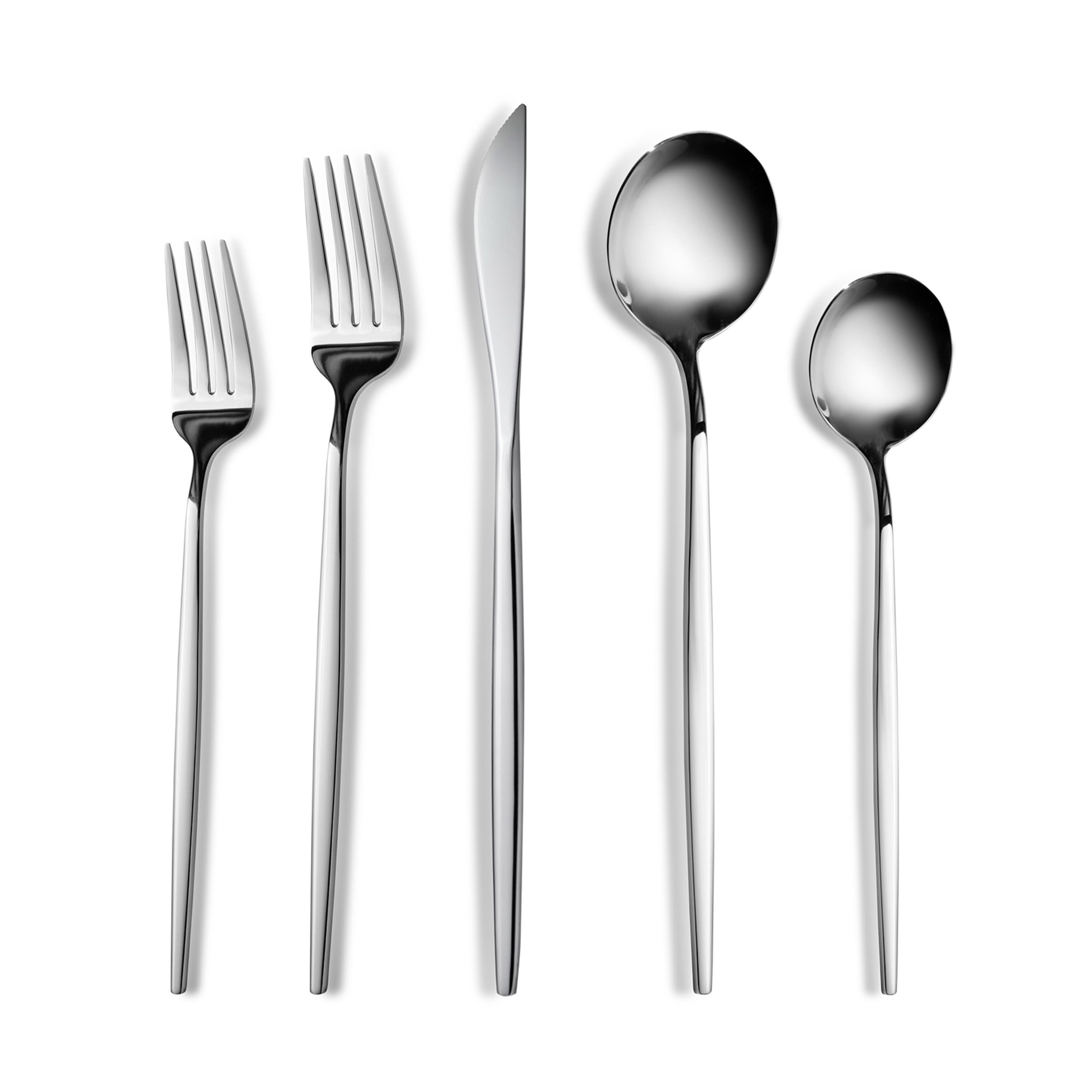 Karaca Orion 30-Piece Cutlery Set for 6 People - 18/10 Stainless Steel Set, Tableware Flatware Silverware Set with Knife Fork Spoon Set, Mixed & Luxury Cutlery Set, Platinum