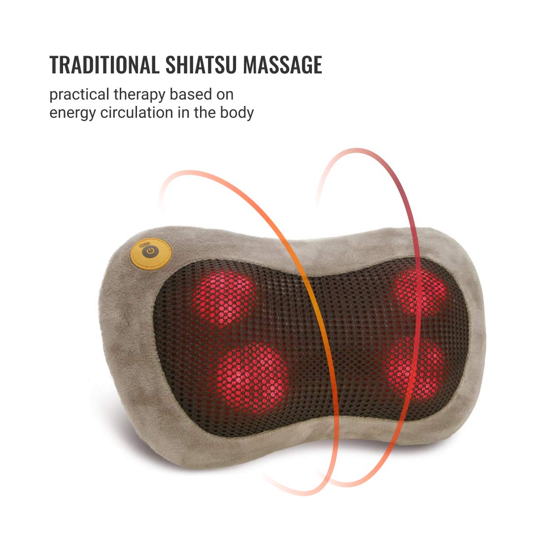 GESS Shiatsu Massagekissen mit Wärmefunktion 3D-rotierenden Elektrische Massagegerät für Nacken Schulter Rücken Muskel, Ideal für Haus Büro und Auto