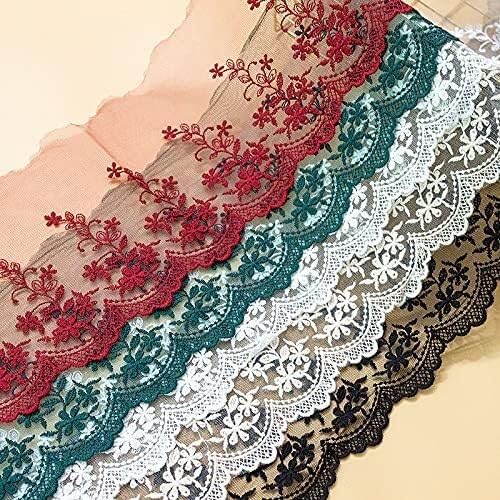 Garniture en dentelle, 5 mètres, coton brodé, maille, vêtement, couture, largeur 15cm, for l'artisanat(Black)