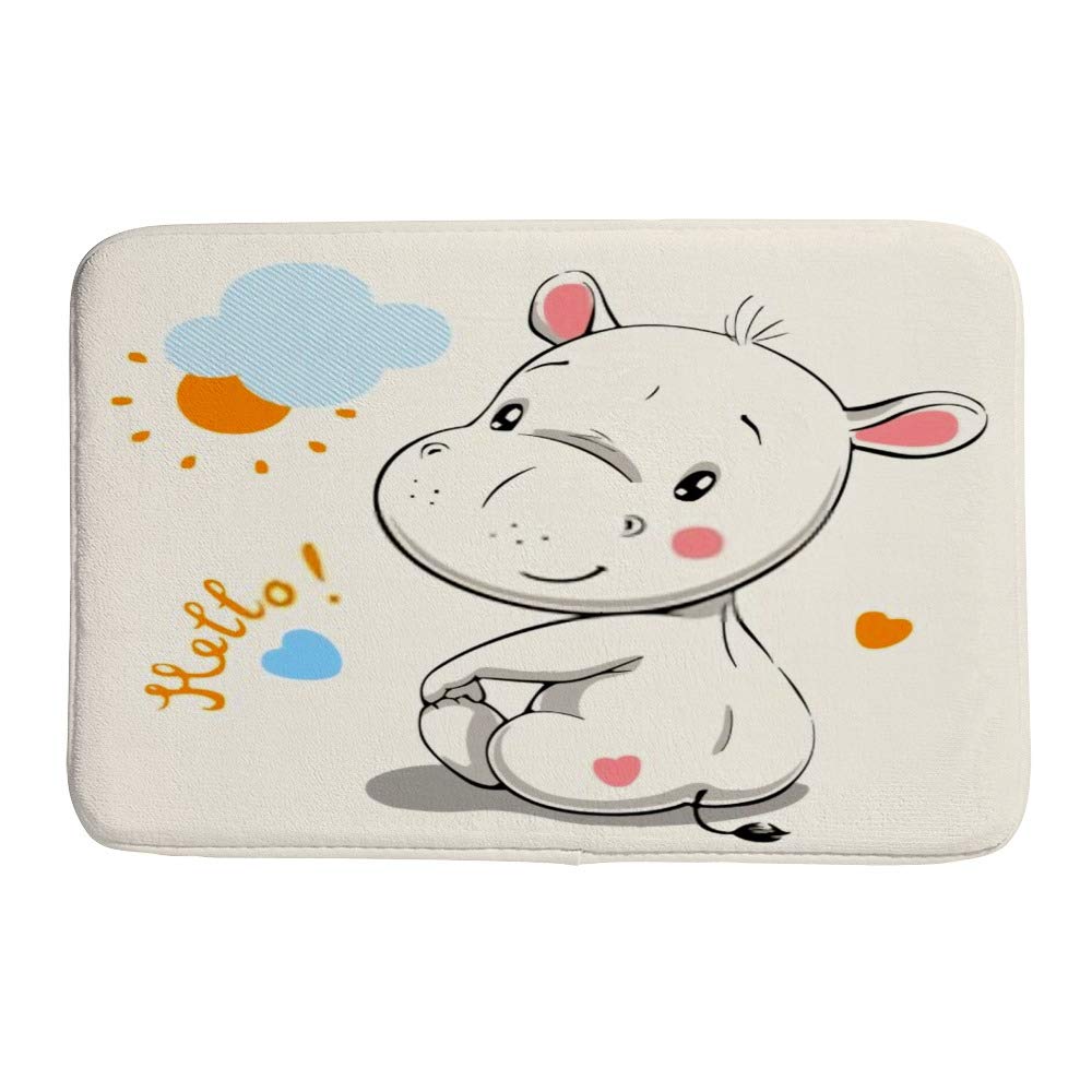 Tapis extra doux absorbant motif hippopotame mignon