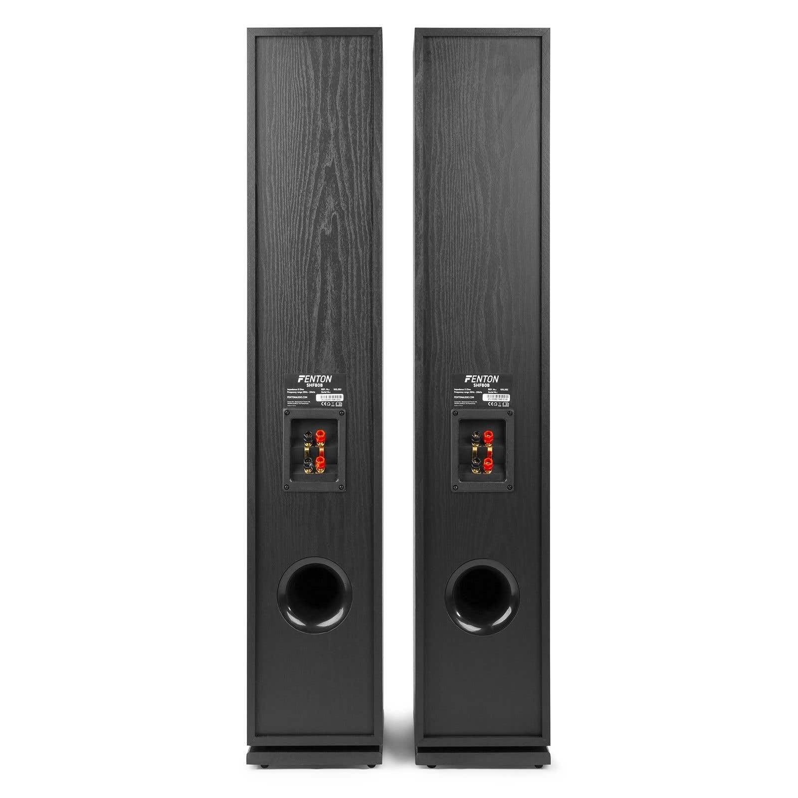Fenton SHF80B Paire Enceintes Colonne HiFi 3 Voies, Couleur Noir, 500W Max, Enceintes Passives HiFi Son Haute Qualité, Haut-Parleurs Home Cinema Idéales pour Musique et Film